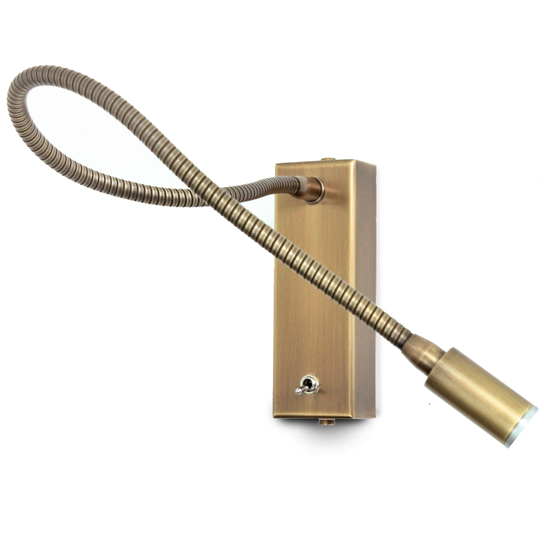 Flexible Wand-Leselampe mit 40 cm-Schlaucharm aus Messing oder Kupfer – Casa Lumi