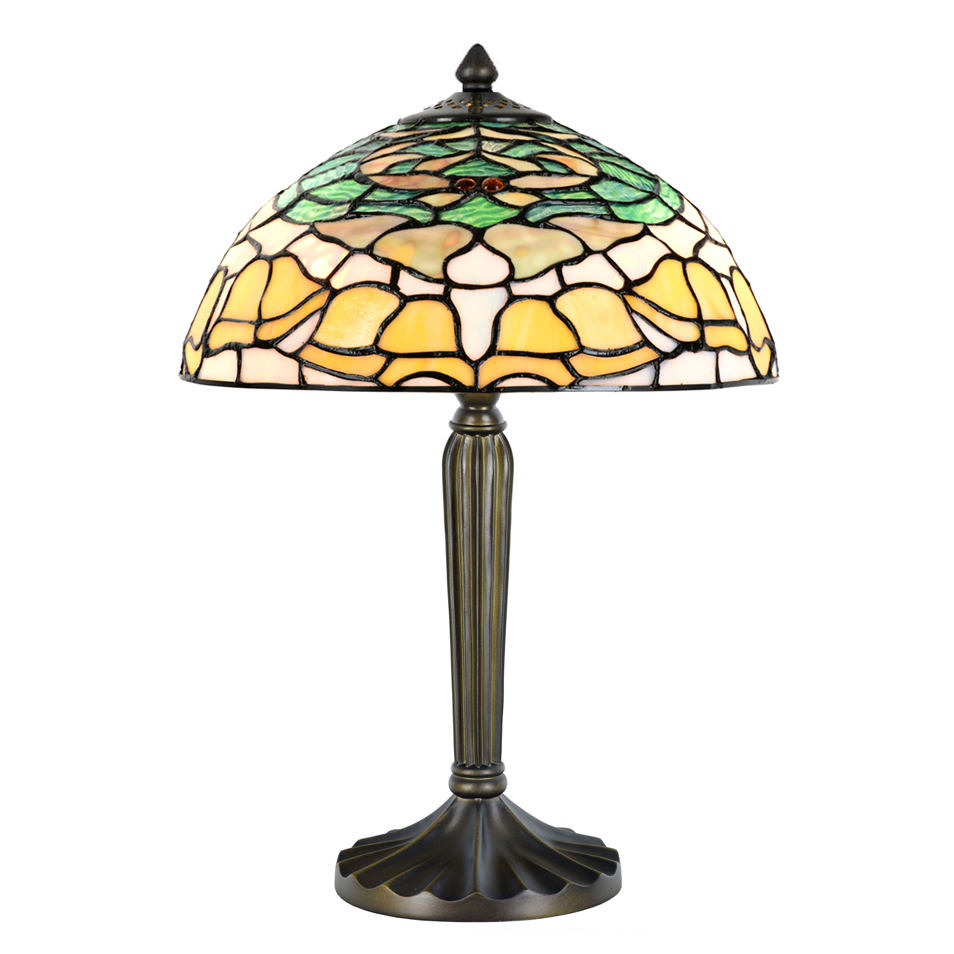 Tiffany glass table light with floral pattern Tiffany glass table light with floral pattern