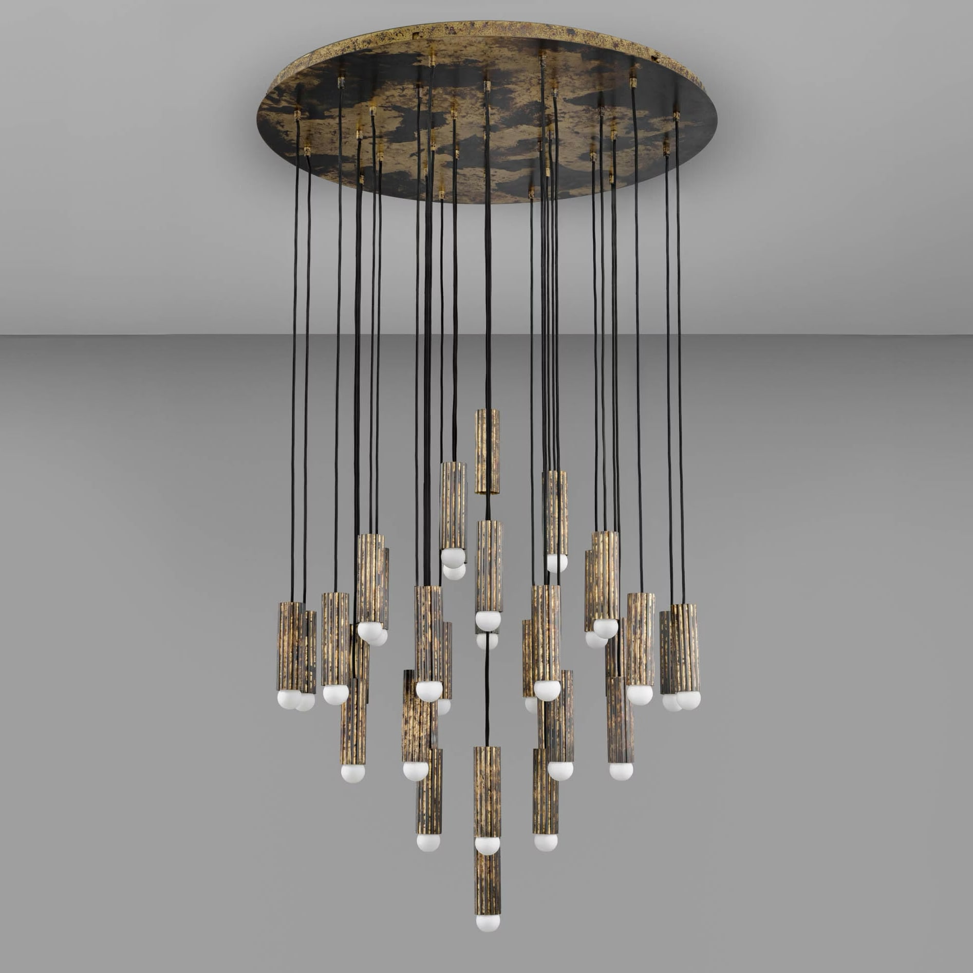 Impressive VESTA Light Cluster with 32 Brass Cylinders