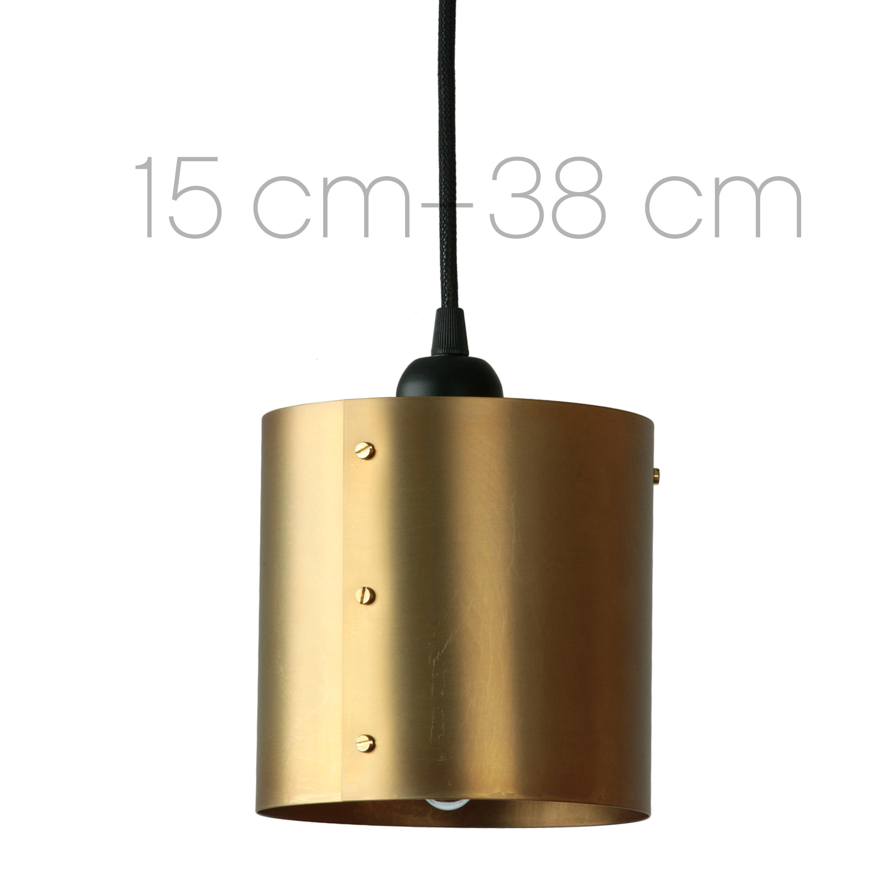 Handcrafted Pendant Light SVERP with Raw Brass Cylinder Shade, Ø 15–38 cm