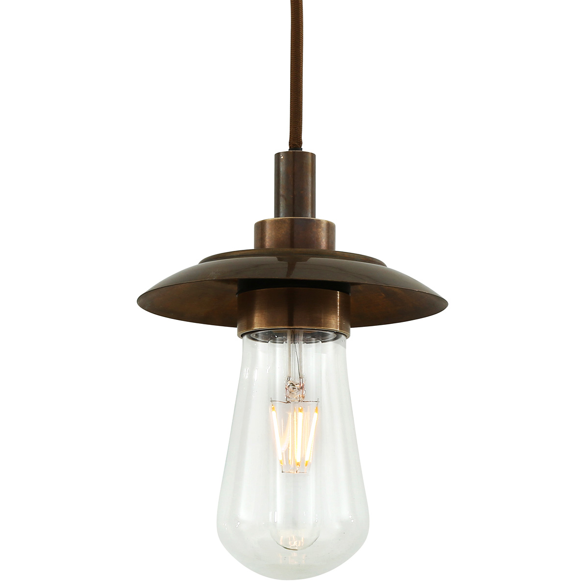 Charming glass hanging light with small shade, IP65 Charming glass hanging light with small shade, IP65