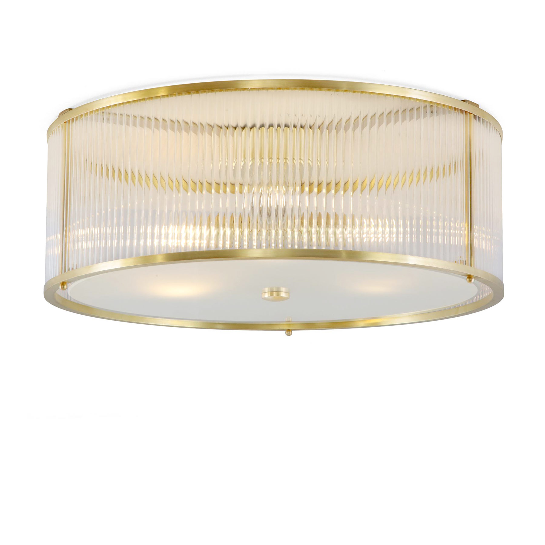 Runde Deckenleuchte MIAMI aus Messing und Kristall-Stäben, Ø 50 cm