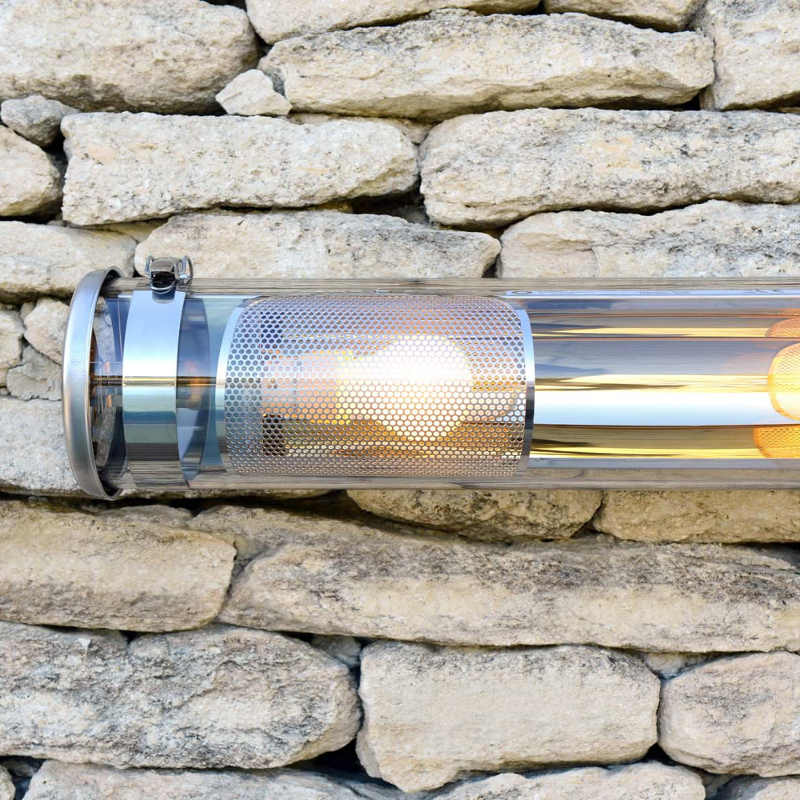 Universelle Glasröhren-Leuchte RIMBAUD mit IP68: Glasröhren-Leuchte RIMBAUD, silbern mit Gewebeabschirmung