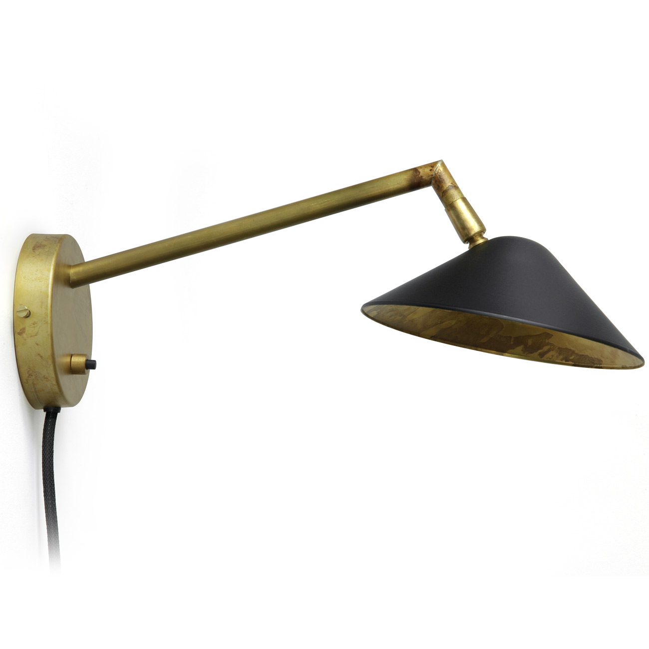 Contemporary design wall light ASTVERK in raw brass