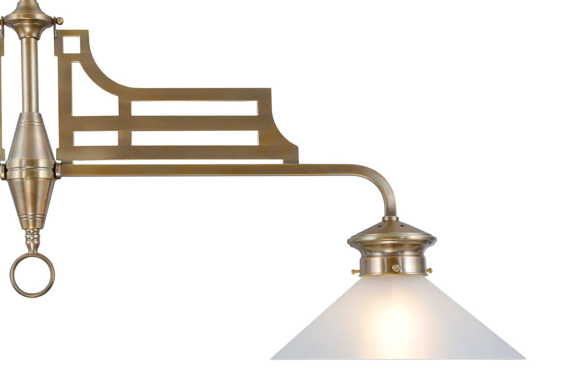 Klassische Billardlampe (Doppel-Pendelleuchte) aus Messing, Bild 4