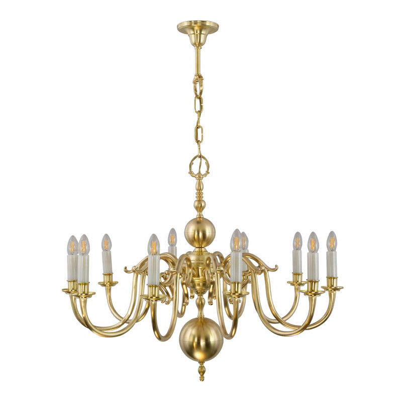 10-armiger flämischer Leuchter, Messing massiv, Ø 65 oder 90 cm – Casa Lumi