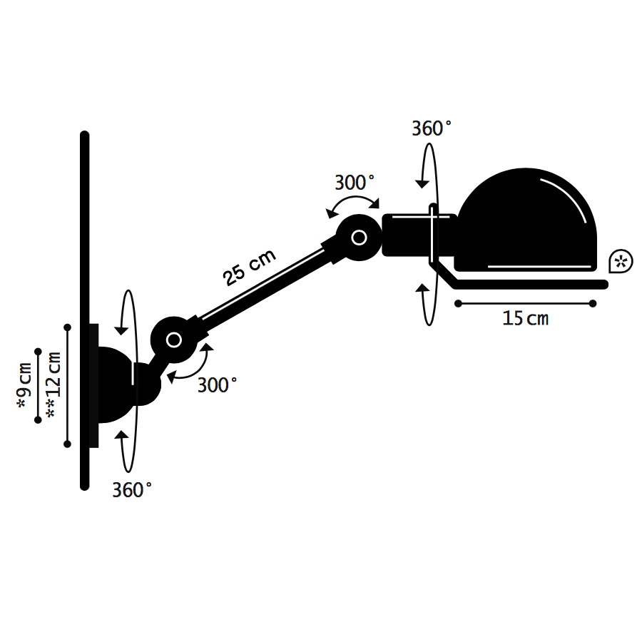LOFT Gelenk-Wandleuchte mit kurzem Arm D2501: Gut verstellbar: Die Werkstattlampe D2501