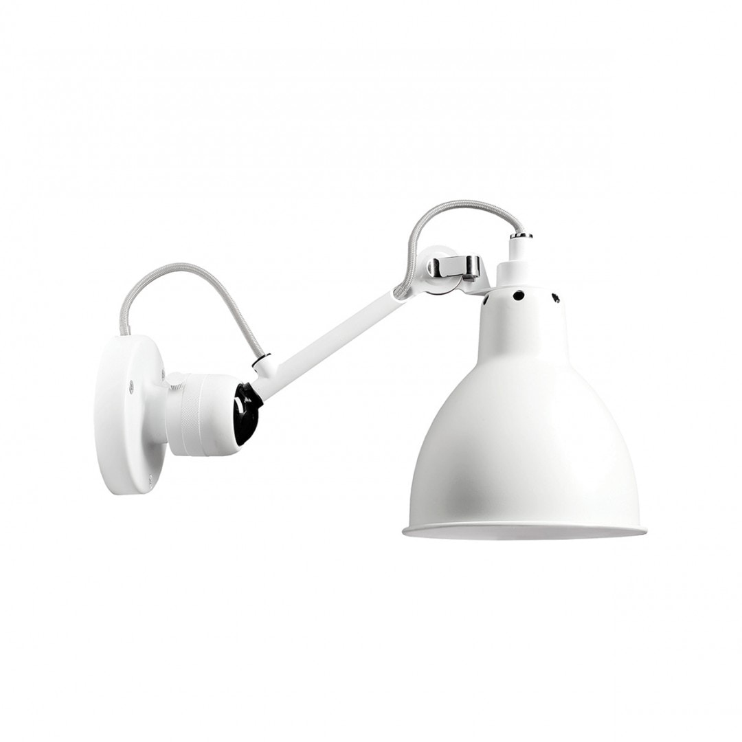 Weiße Wandleuchte N° 304 mit Kugelgelenk