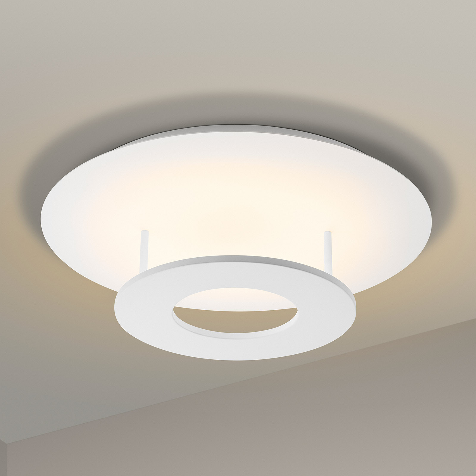 Sehr helle LED-Deckenleuchte NOVA D für indirektes Licht, Ø 50 cm: Abgebildet in weiß