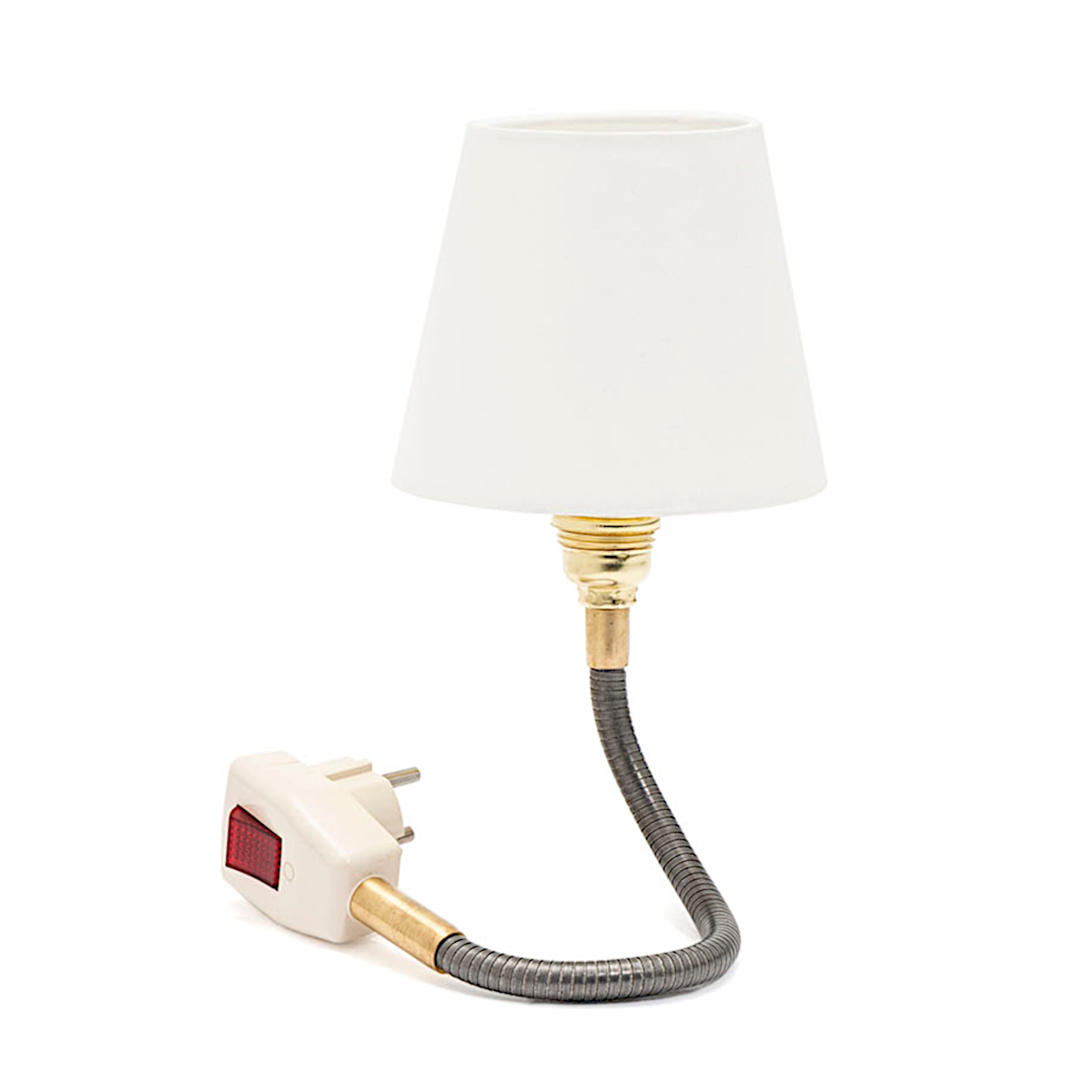 Flexible Steckerleuchte GLÜHWÜRMCHEN mit Textilschirm Reinweiß Flexible Steckerleuchte GLÜHWÜRMCHEN mit Textilschirm Reinweiß