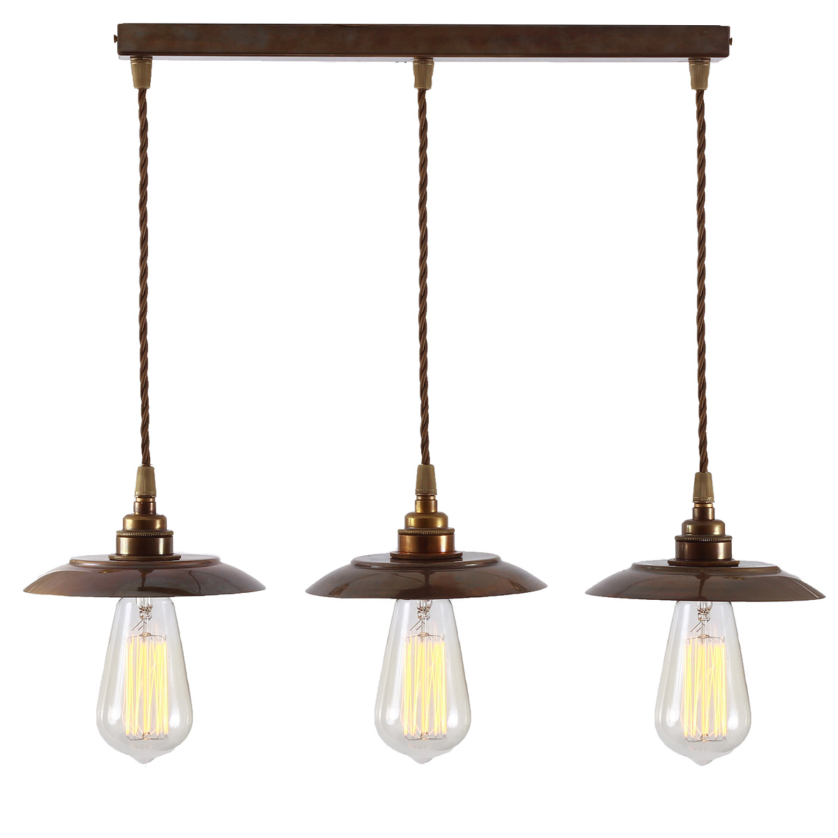 Dreifach-Pendelleuchte mit kleinen Schirmchen Dreifach-Pendelleuchte mit kleinen Schirmchen