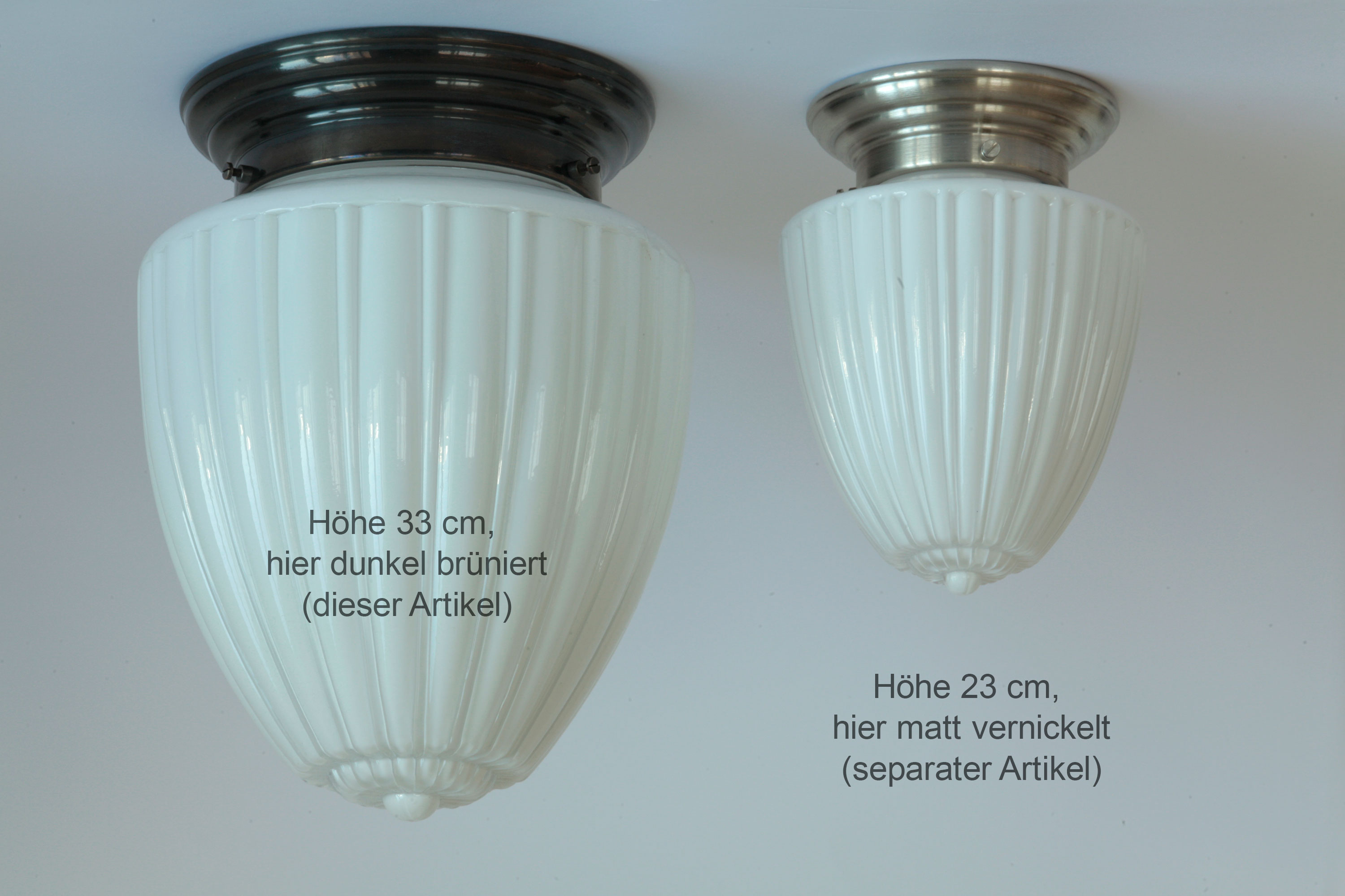 Klassische Deckenleuchte mit kanneliertem Opalglas Ø 25 cm: Es gibt auch eine größere Ausführung (als separaten Artikel)