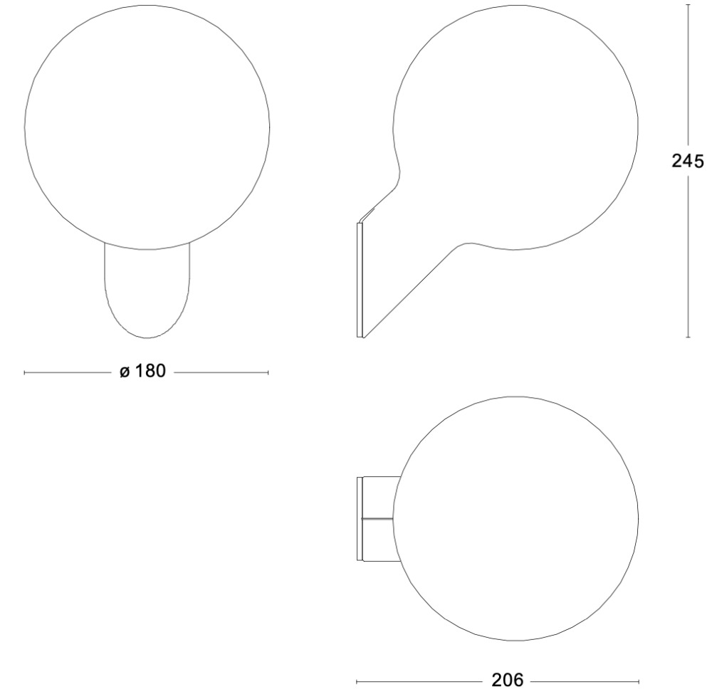Minimalistische Kugel-Wandleuchte PIN aus Opalglas IP 44, Bild 2