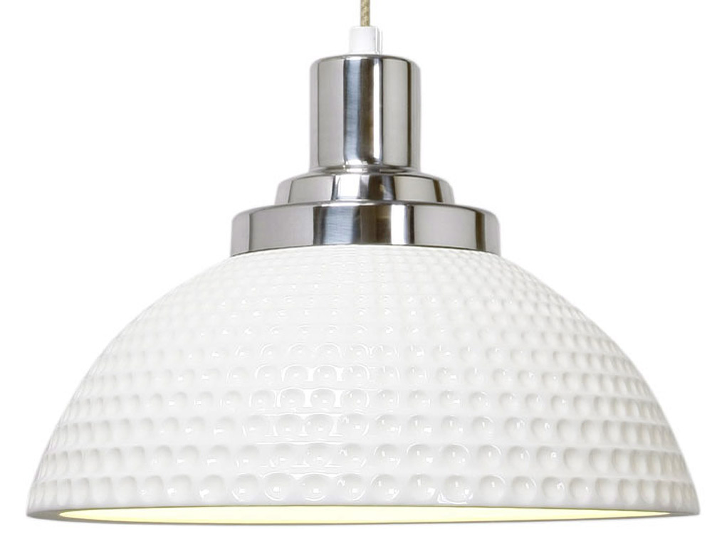 Bild 8: Modell 2 mit Grübchen bzw. Waben Porzellanschirm-Pendelleuchte aus der Manufaktur COSMO: Modell 2 mit Grübchen bzw. Waben