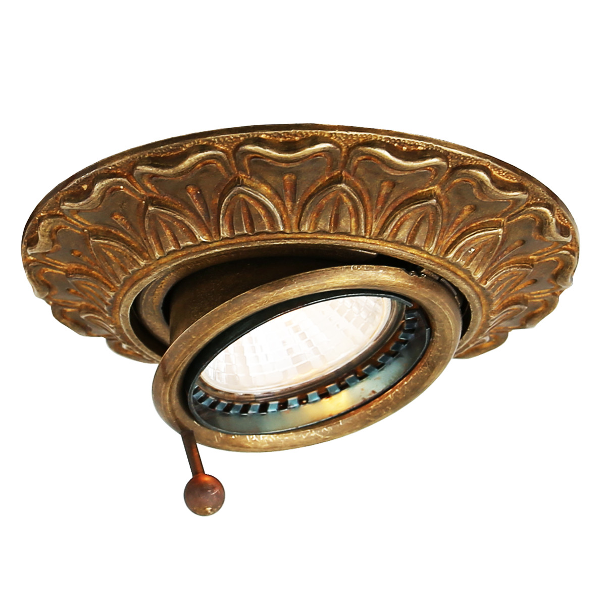 Nostalgischer Einbau-Deckenstrahler aus Messing, einstellbar Nostalgischer Einbau-Deckenstrahler aus Messing, einstellbar