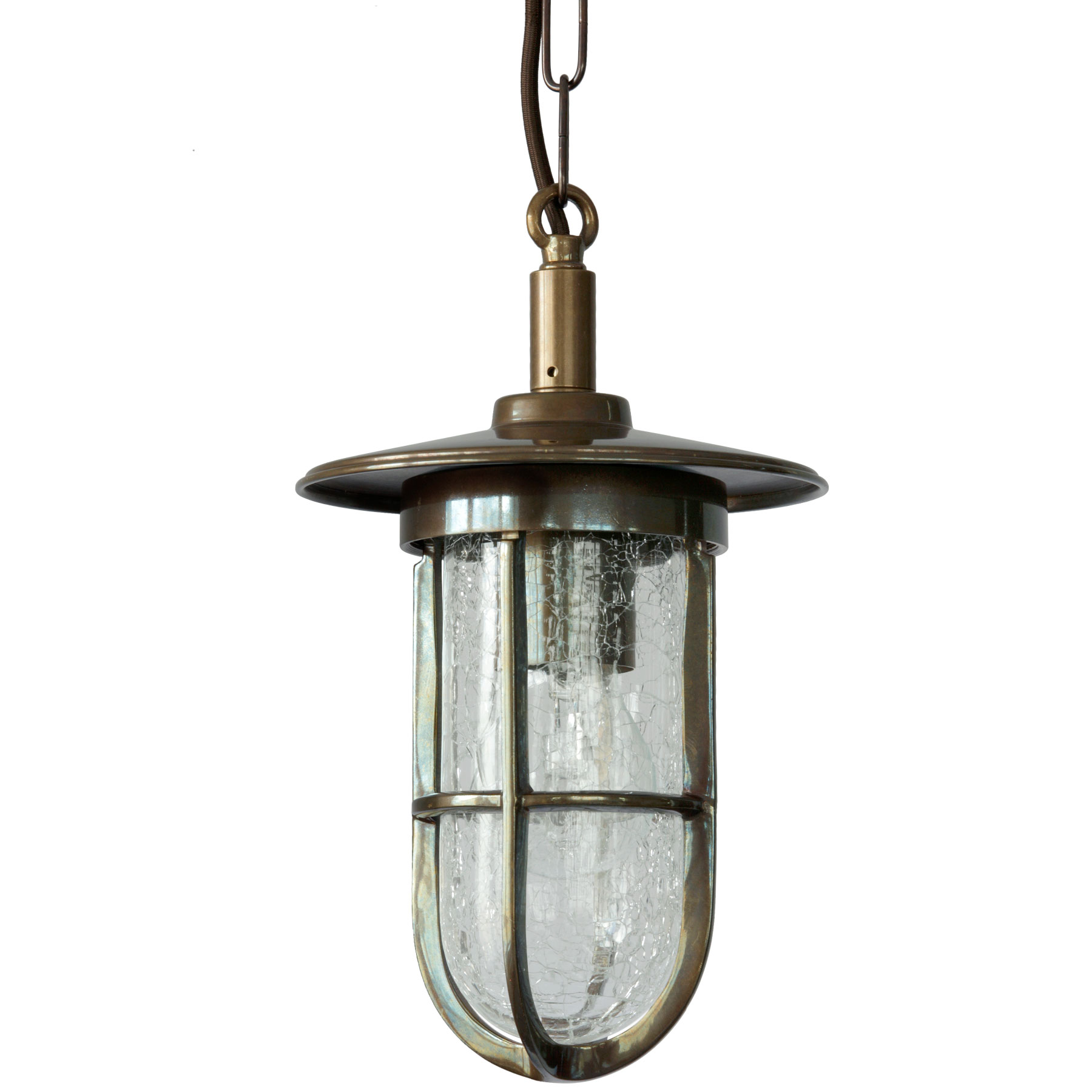 Nautic Pendant Lamp with Crackled Glass