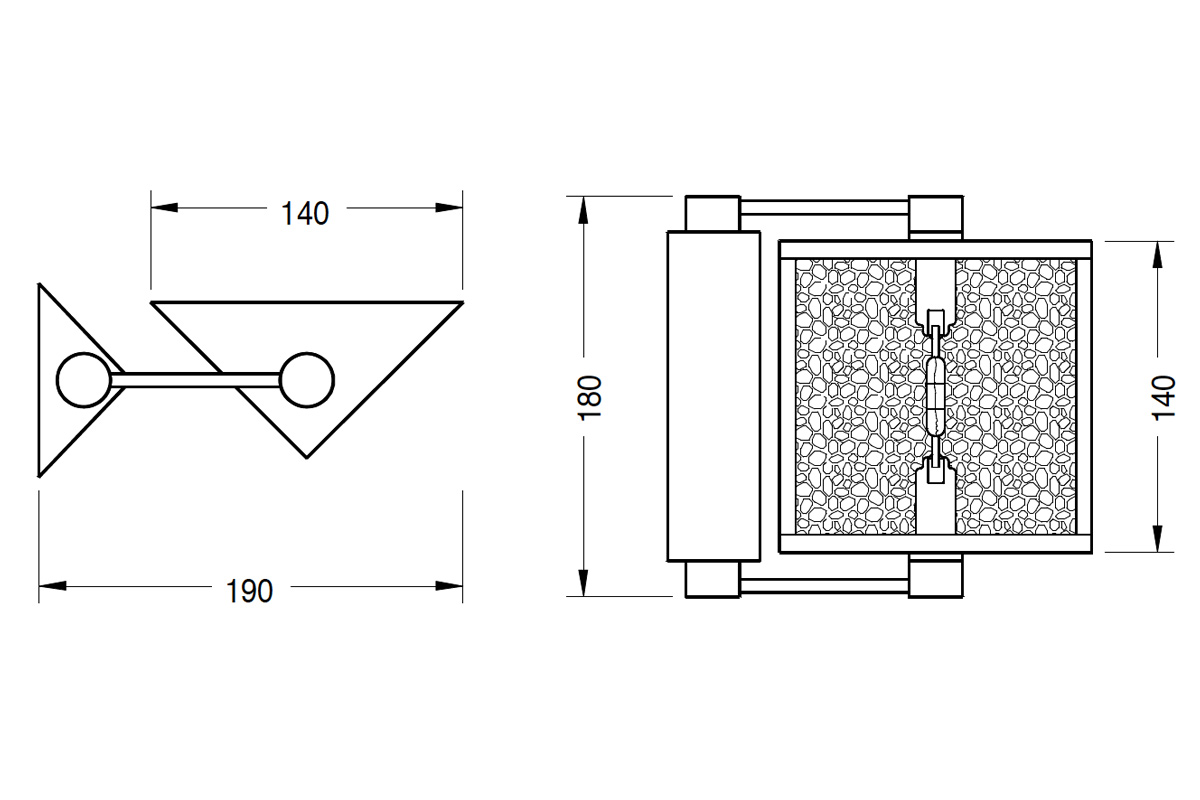 Bild 9: Die Maße des Wandfluters LUXUS in Millimetern Verstellbarer Art déco-Wandfluter LUXUS, vernickelt: Die Maße des Wandfluters LUXUS in Millimetern
