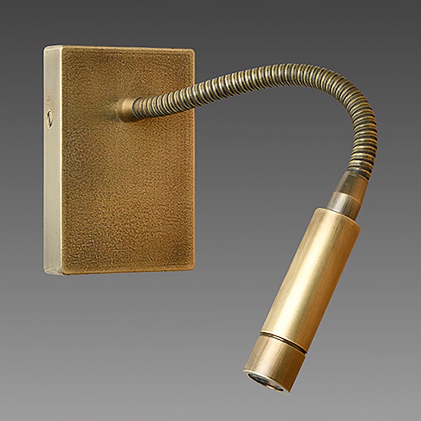 Moderne Leseleuchte mit Flexarm aus Messing AL43: Das Modell ohne Schalter in natur matt satiniert.