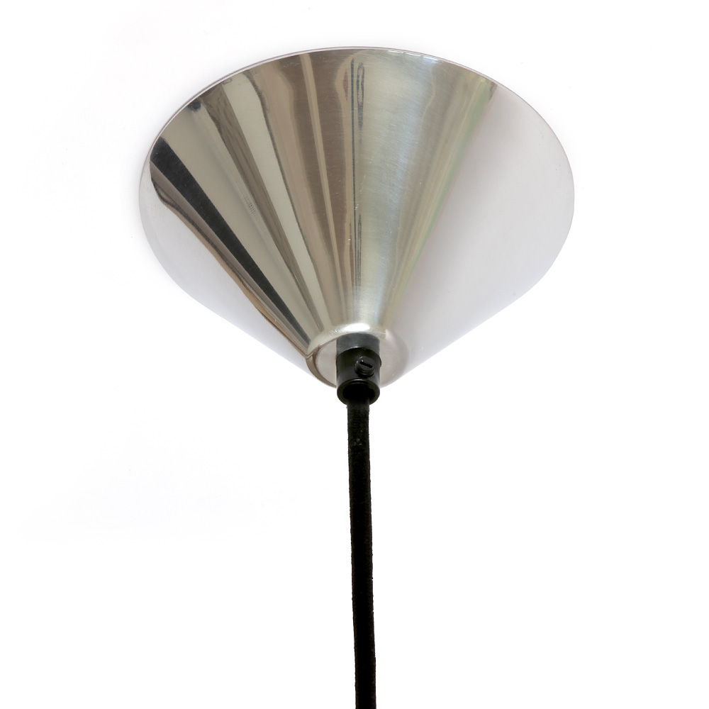 Esstisch-Pendelleuchte mit prismatischem Glasschirm COSMO: Der Kegel-Baldachin in Alu poliert, Ø 13 cm