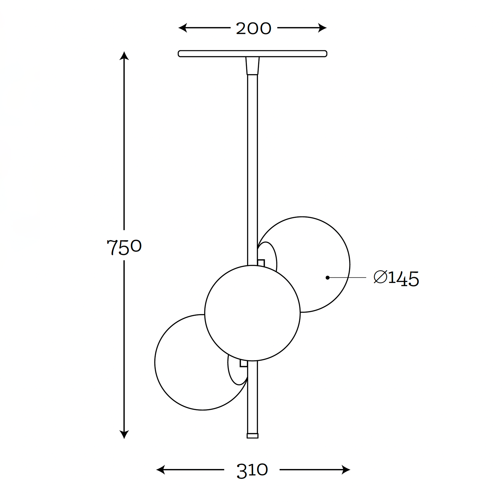 Abgehängte Deckenleuchte mit drei (farbigen) Glaskugeln, Bild 4 Abgehängte Deckenleuchte mit drei (farbigen) Glaskugeln, Bild 4