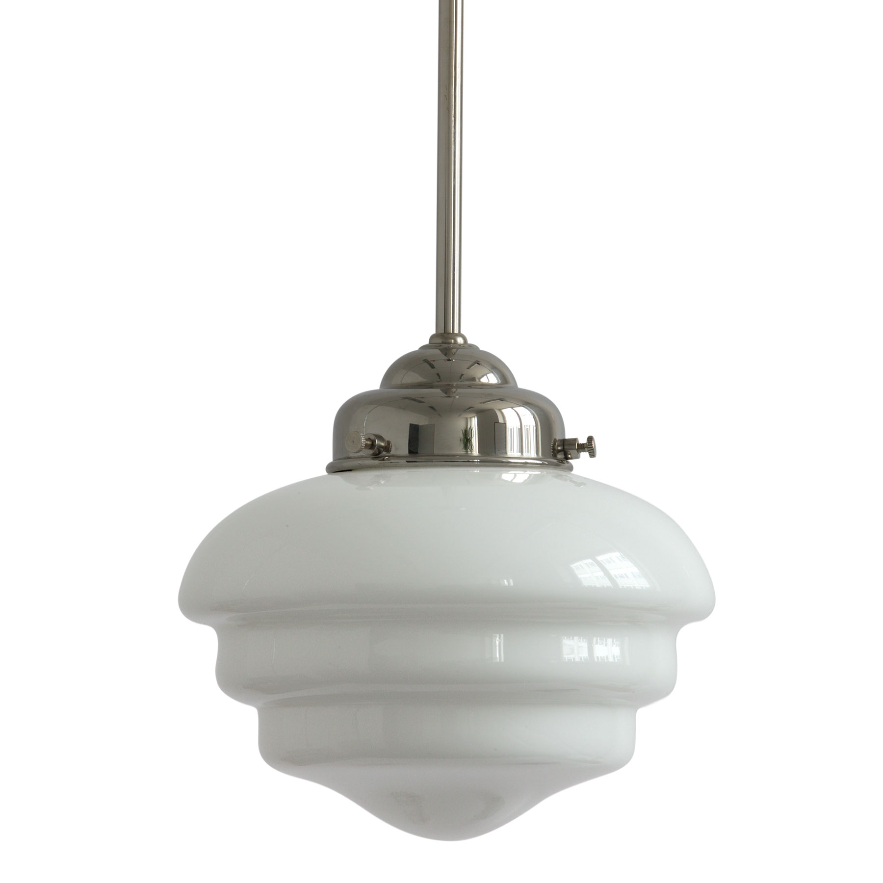 Charmante Pendelleuchte mit kleinem Art Déco-Opalglas