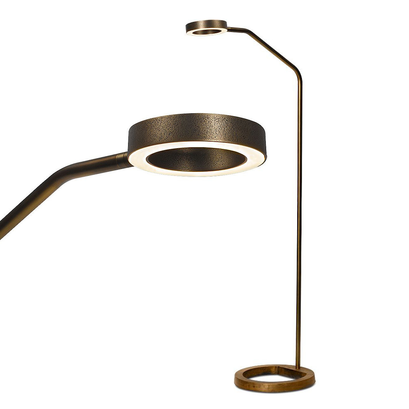 Reading Floor Light ARIO, Brass with LED-Spot, 141 cm