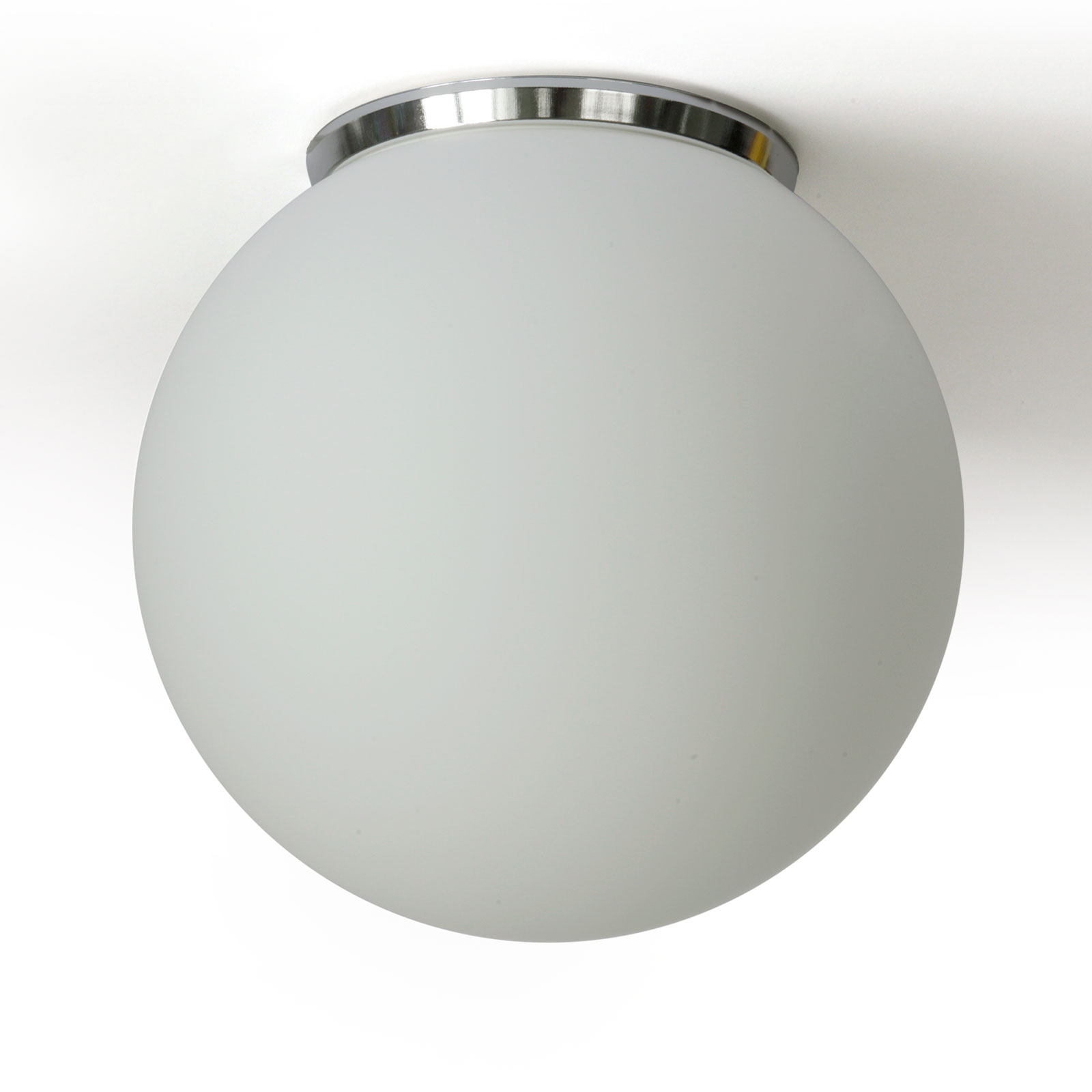 Bild 10: Ø 25 cm, Chrom Schlichte Kugel-Deckenleuchte aus Opalglas SPHERA, IP65, Ø 20–40 cm: Ø 25 cm, Chrom