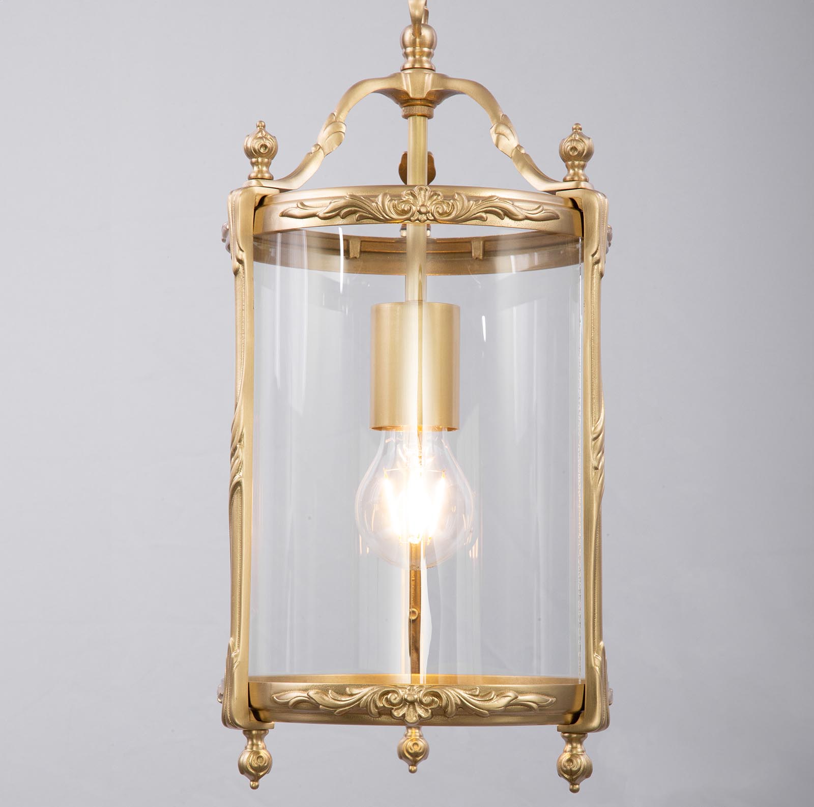 Barocke Glasmantel-Hängelaterne aus Messing, Bild 4 Barocke Glasmantel-Hängelaterne aus Messing, Bild 4