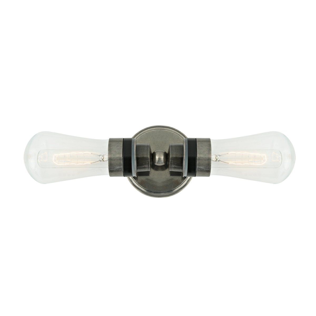 Doppel-Badezimmer-Lampe mit IP65-Glaskolben, Wand oder Decke: Doppel-Wandlampe mit Glaskolben, Messing alt-silbern patiniert (Foto mit „altem“ Wandteil Ø 12 cm)