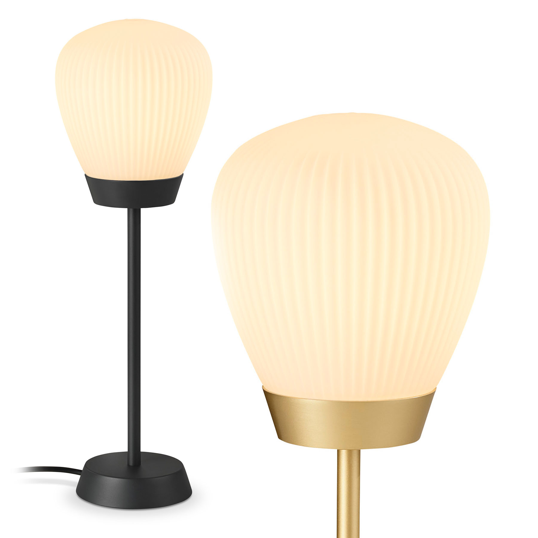 Art Déco table lamp PLISSEE T1 with frosted glass shade Art Déco table lamp PLISSEE T1 with frosted glass shade