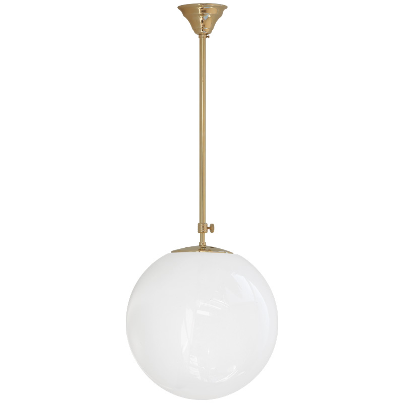 Glass globe pendant light on pendulum tube