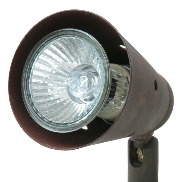 Bild 7: Detail eines Strahler-Kopfs in „Edelrostpatina“ Kleiner Dreifach-Deckenstrahler aus Frankreich ROTISSE: Detail eines Strahler-Kopfs in „Edelrostpatina“