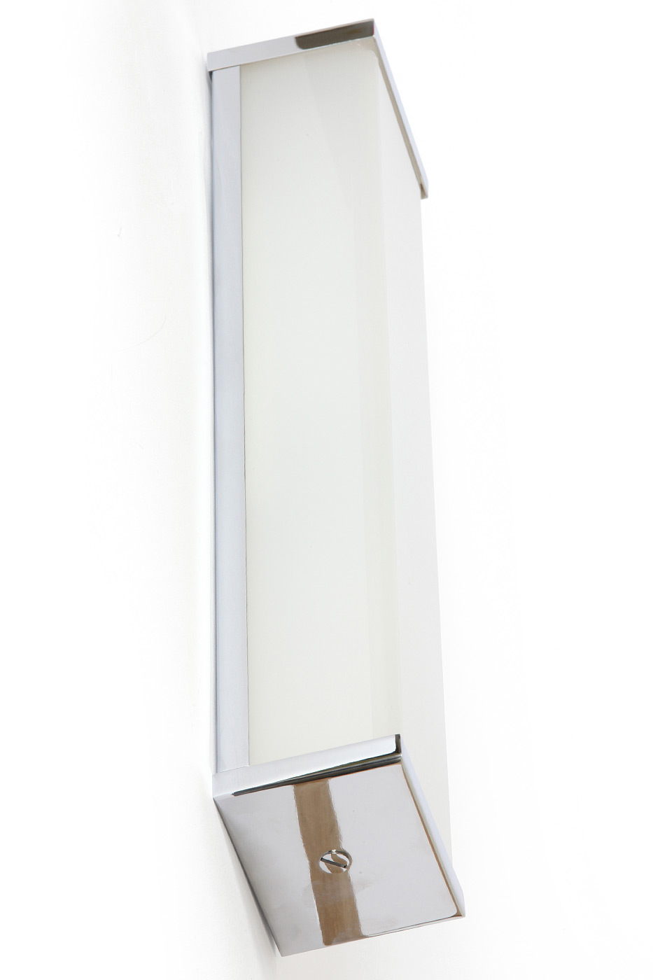 Hohe Chrom-Wandleuchte z.B. für Bad-Spiegel, LED: Eine puristische, hohe Wandleuchte für das Bad