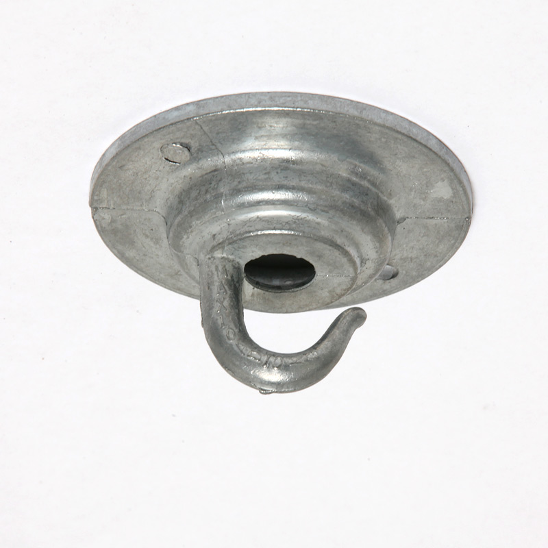 Bild 5: Der verzinkte Baldachin mit Deckenhaken Schwere, verzinkte Industrie-Pendelleuchten mit Gitter: Der verzinkte Baldachin mit Deckenhaken