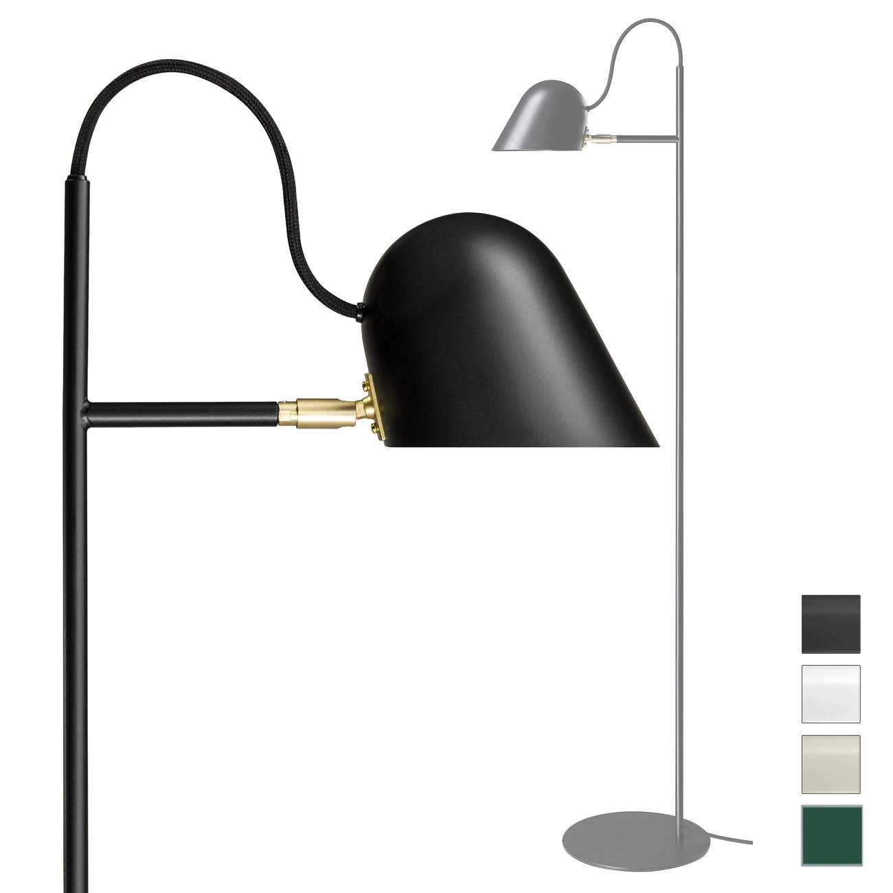 Moderne schwedische Design-Stehleuchte STRECK mit LED: Klares Design: schwedische Stehleuchte STRECK mit LED und Schalter im Schirm