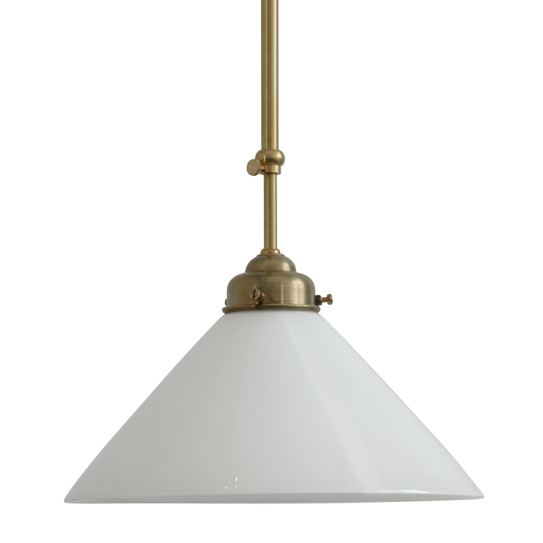 Stab-Pendelleuchte mit 30 cm-Kegelglas („Schusterglas“)