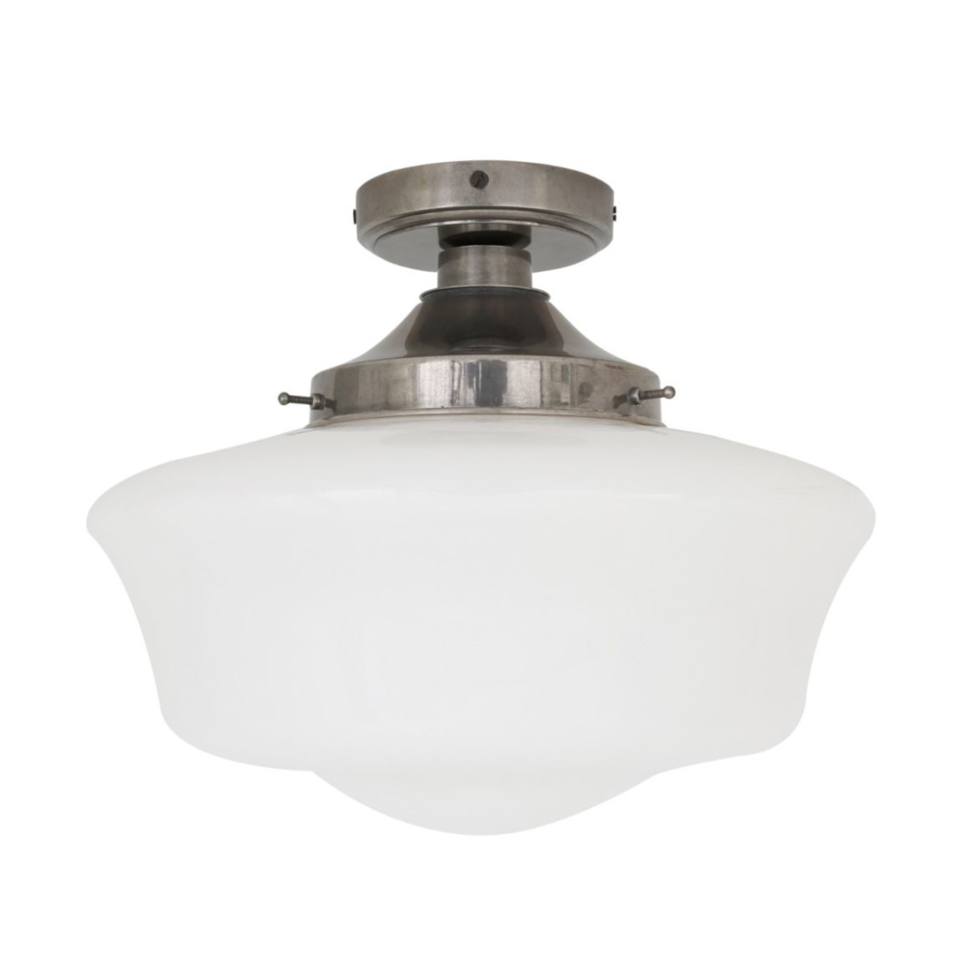 Bild 3: Messing alt-silbern patiniert Nostalgische Bad-Deckenlampe (IP44) mit Glasschirm Ø 35 cm: Messing alt-silbern patiniert