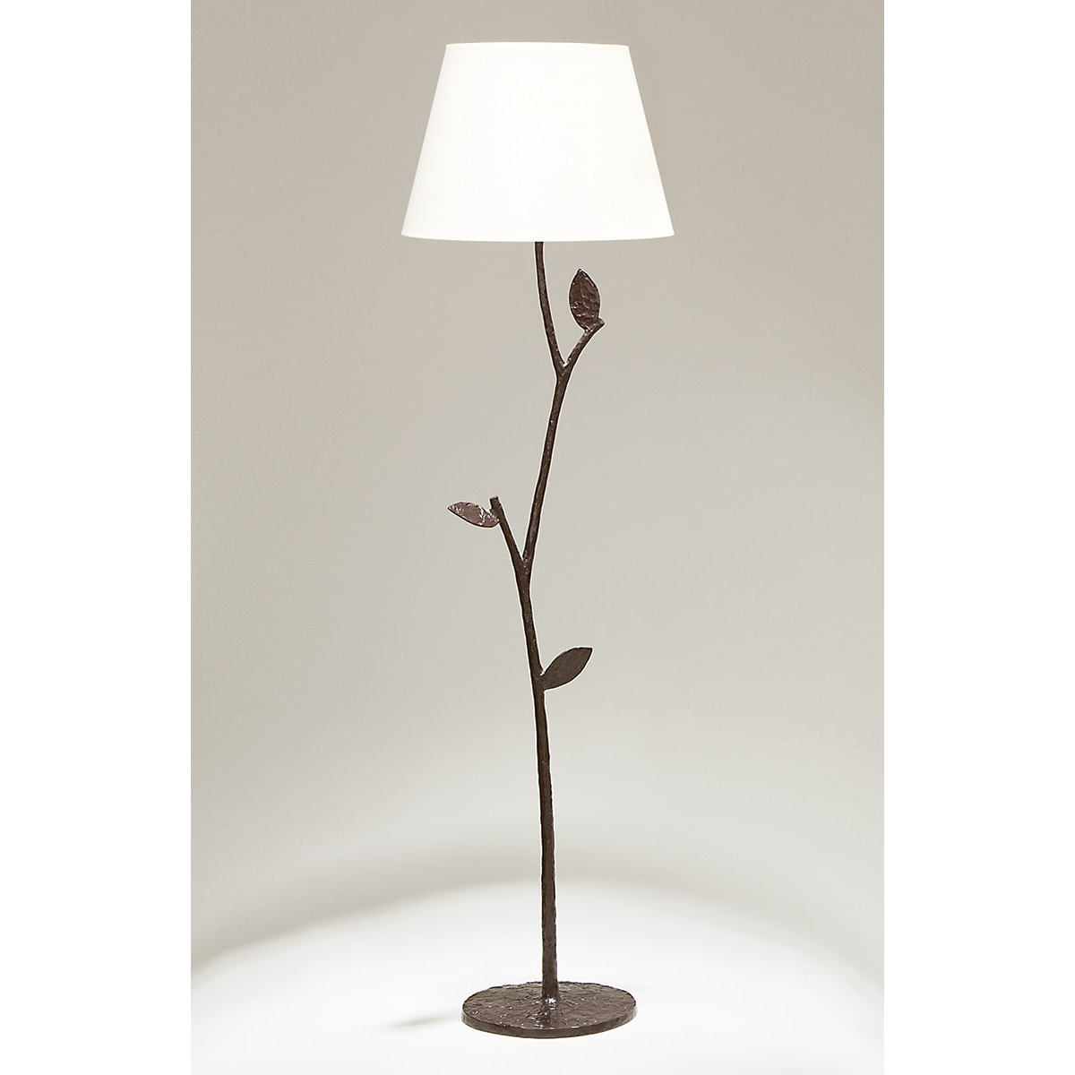 Bronze cast floor light FLORA with fabric shade