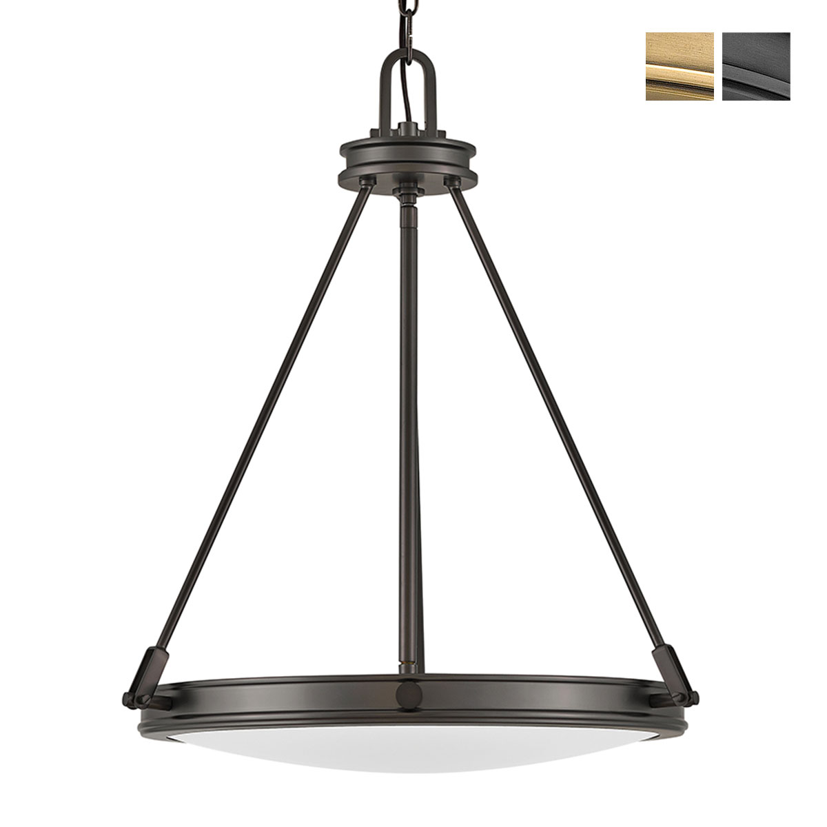 Large Pendant Light (54 cm) with Flat Opal Glass on a Chain Suspension