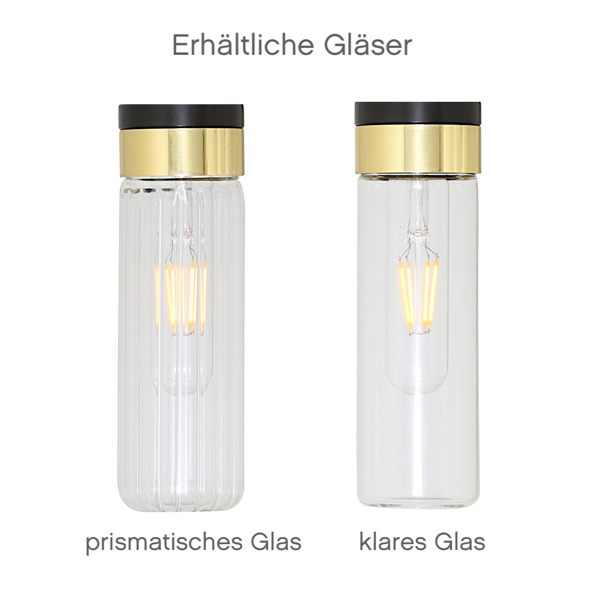Badezimmer-Wandlampe mit klarem oder prismatischem Glaszylinder, IP65: Klares oder prismatisches Schutzglas