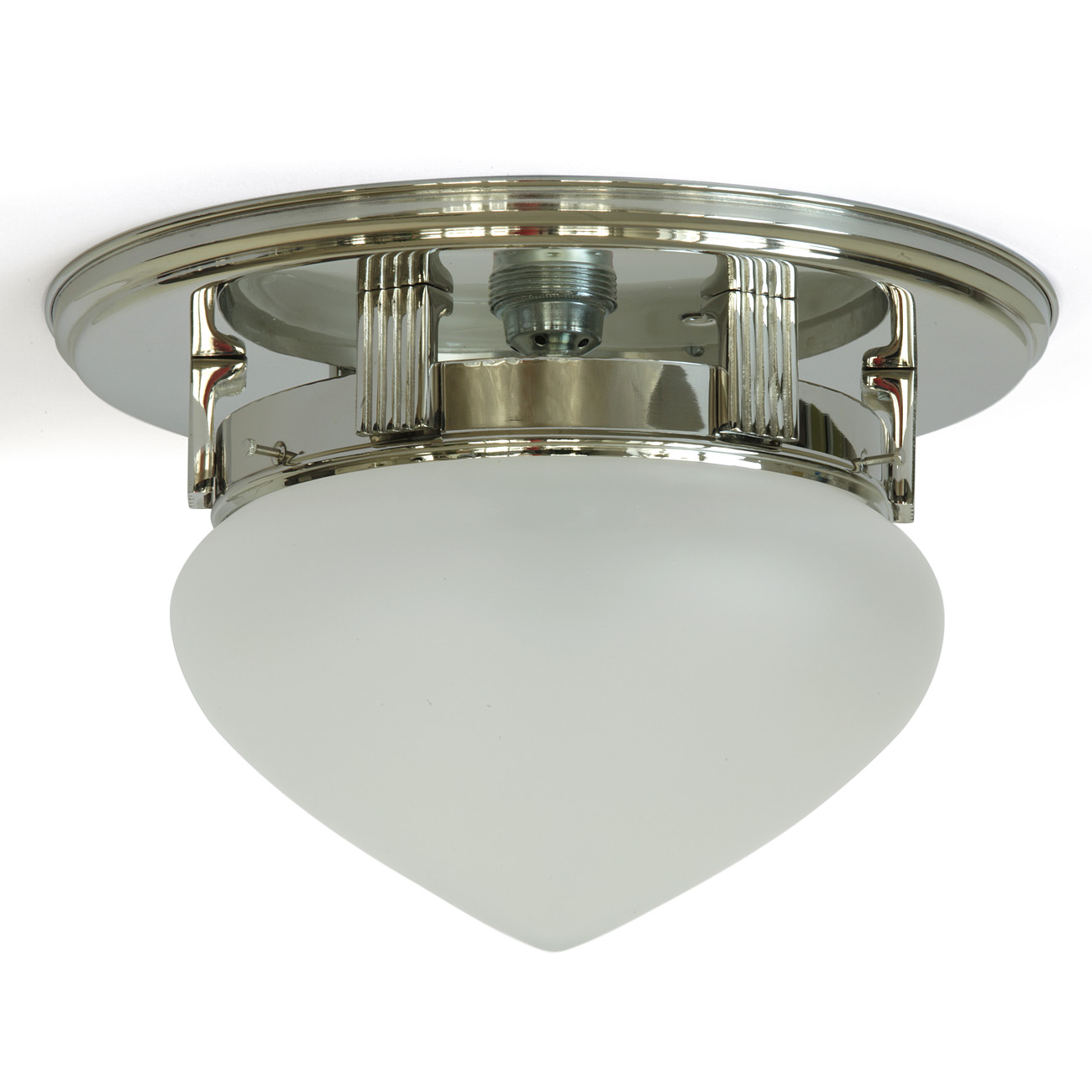 Exklusive, kleine Art déco-Deckenleuchte, z.B. Messing vernickelt, Ø 31 cm Exklusive, kleine Art déco-Deckenleuchte, z.B. Messing vernickelt, Ø 31 cm