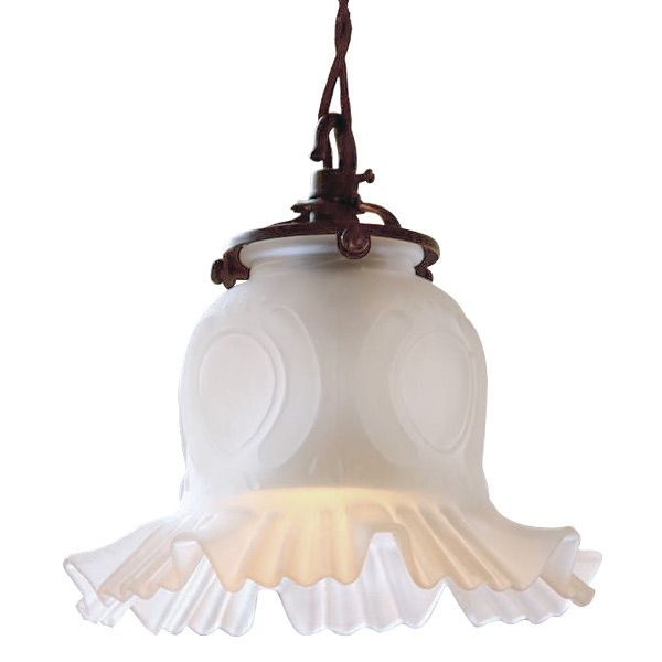 Petite, old-fashioned glass shade pendant lamp GRAMA