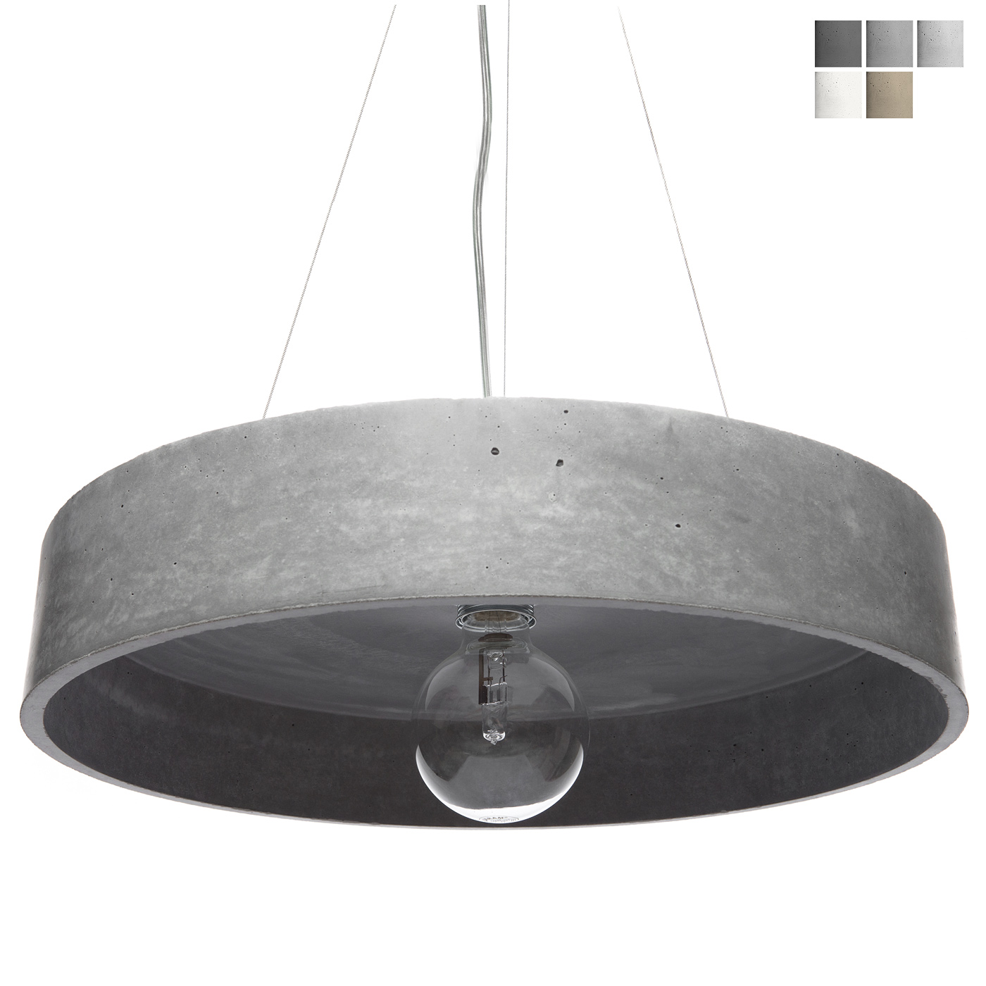 Large and flat concrete pendulum lamp Ø 48 cm