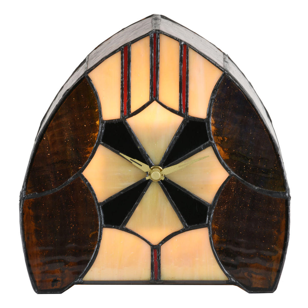 Small Tiffany glass table light with built-in clock
