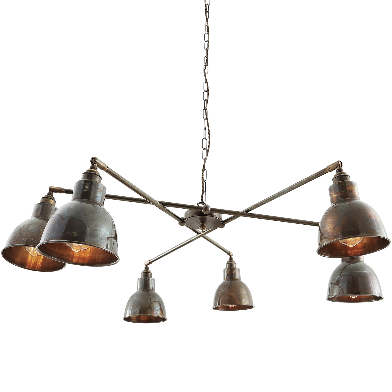 Industrial hanging chandelier with six shades