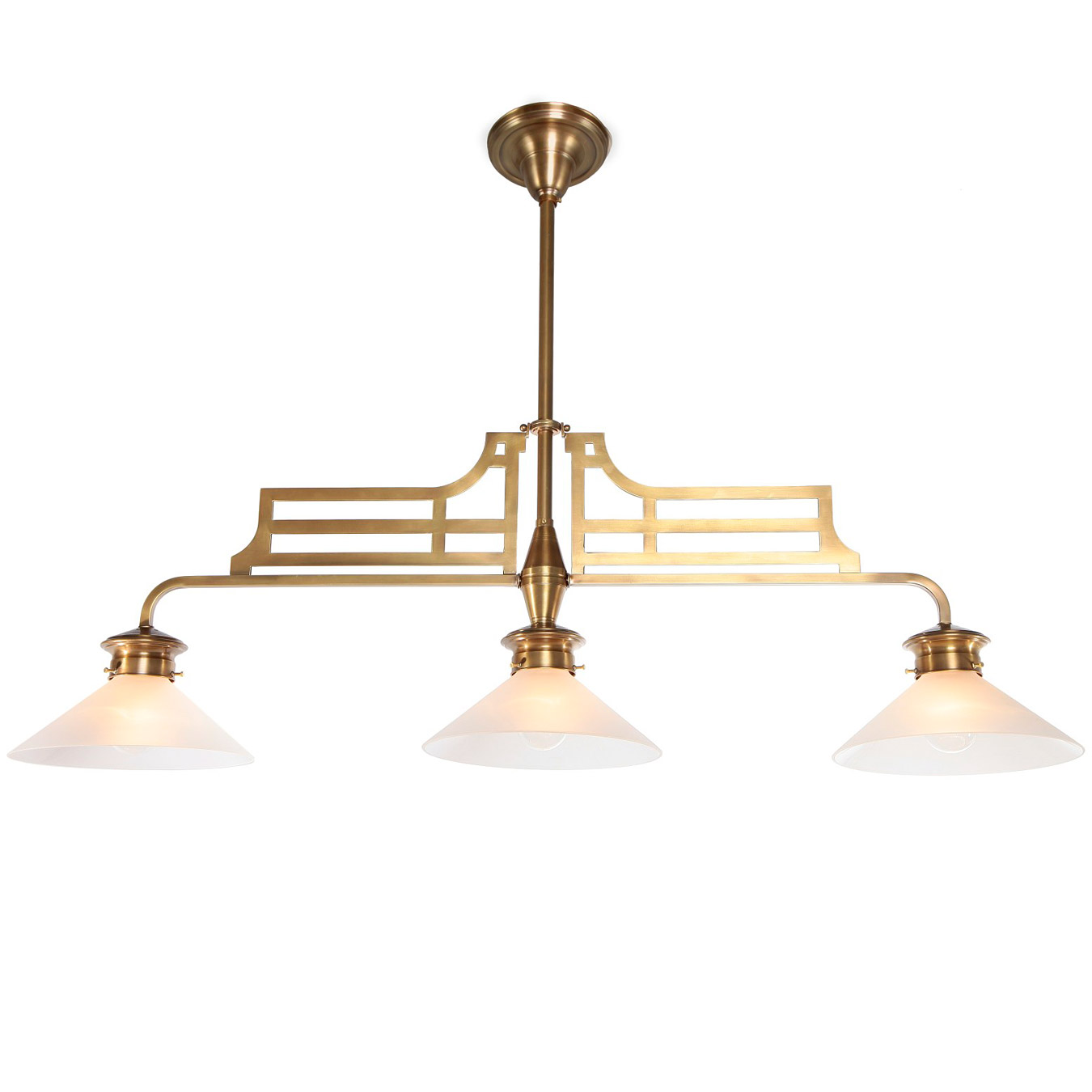 Dreifach-Pendelleuchte für (Billard)-Tische aus Messing Dreifach-Pendelleuchte für (Billard)-Tische aus Messing