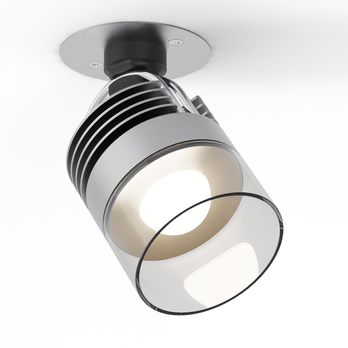 MOD Recessed Deckenspot – Modulares Strahlersystem: Silber mit klarem Glas