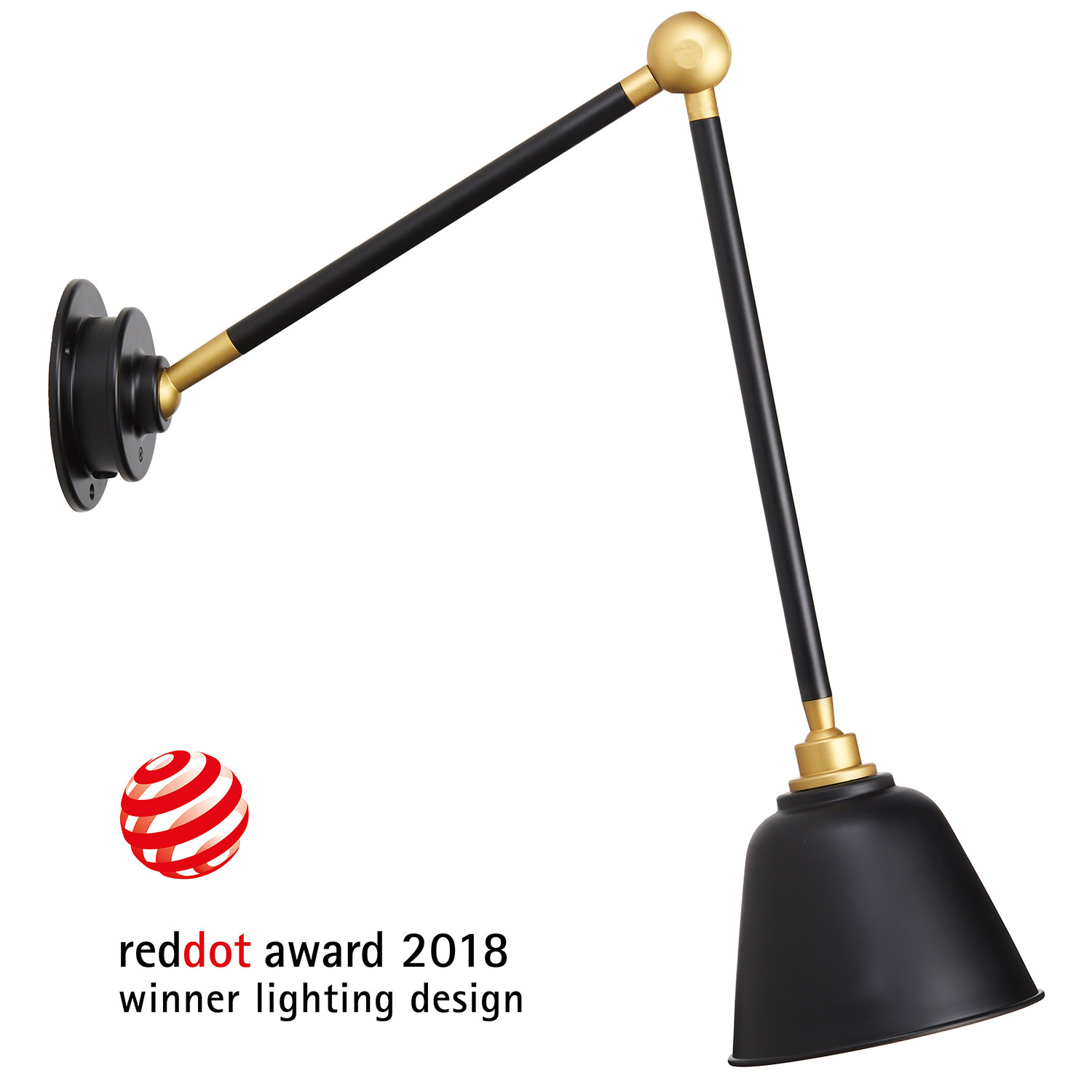 Elegant wall lamp with ball-and-socket arm SPENCER