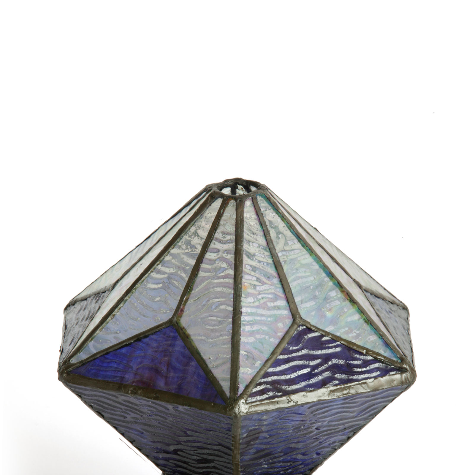 Blaue Tiffany-Tischleuchte mit geometrischem Glasschirm, Bild 2 Blaue Tiffany-Tischleuchte mit geometrischem Glasschirm, Bild 2