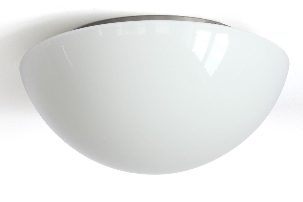 Klassische, flach gewölbte Glas-Deckenlampe Ø 26 cm: Deckenleuchte Ausführung „Nickel matt“